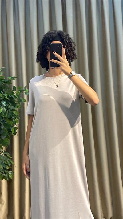 Yırtmaç Detay Vizon Penye Elbise 