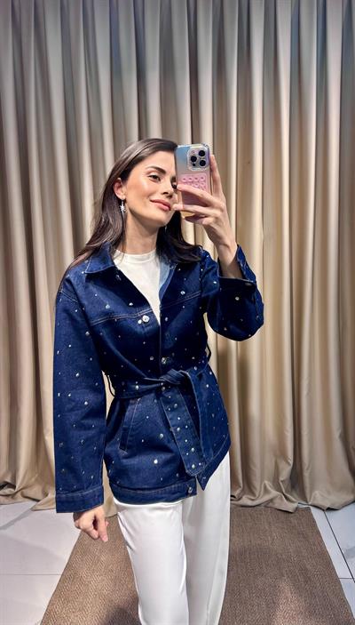 Zımba Detaylı Kot Ceket 