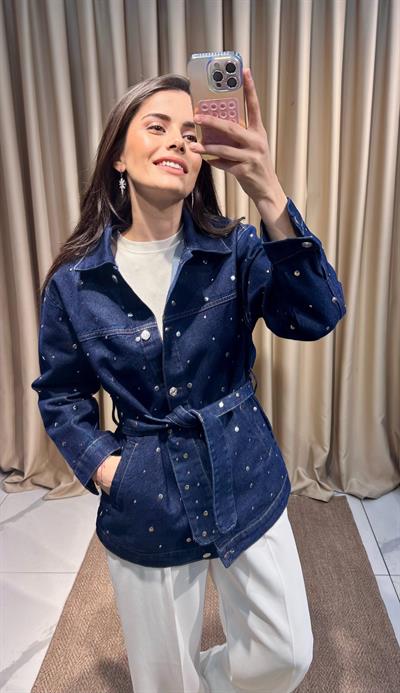 Zımba Detaylı Kot Ceket 