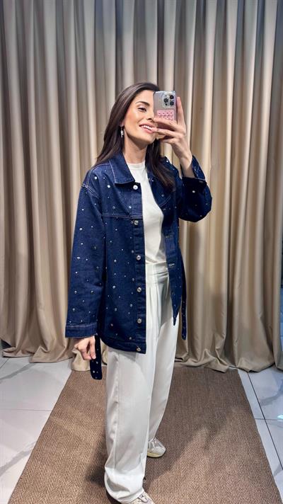 Zımba Detaylı Kot Ceket 