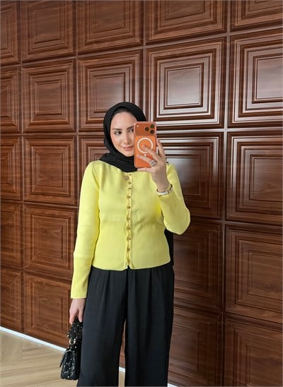 FLOWER MERSERİZE HIRKA SARI