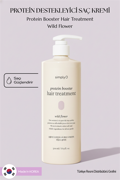 SimplyO Protein Booster Hair Treatment Wild Flower 500ml | Saç Onarımı ve Parlaklık İçin Vegan Bakım