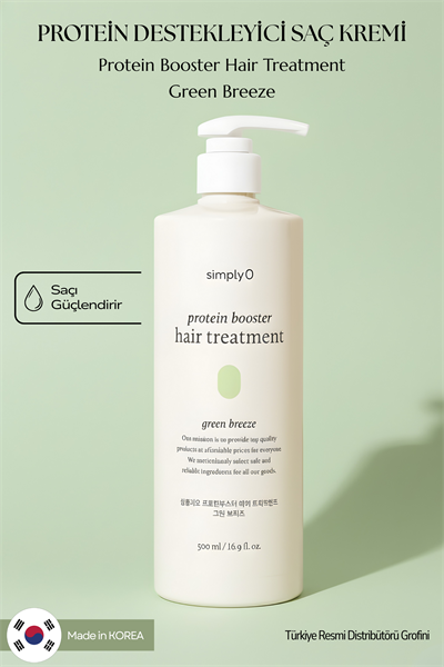 SimplyO Protein Booster Hair Treatment Green Breeze 500ml | Saç Onarımı ve Nemlendirme için Vegan Bakım