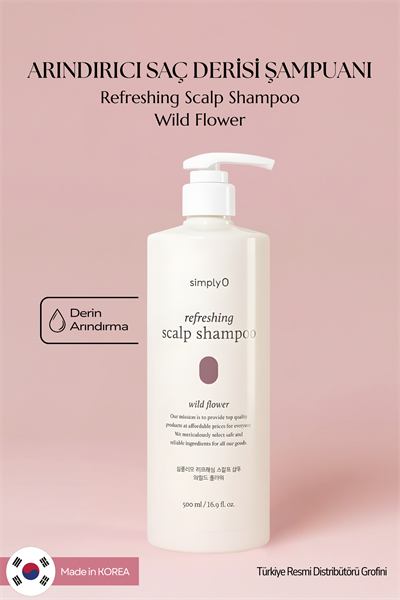SimplyO Refreshing Scalp Shampoo Wild Flower 500ml | Saç Derisi ve Saç Bakımı İçin Doğal Çözüm