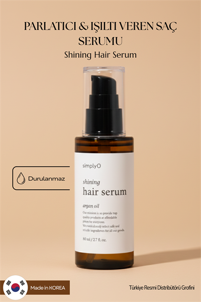 SimplyO Shining Hair Serum Argan Oil 80ml | Parlaklık ve Saç Onarımı İçin Doğal Bakım