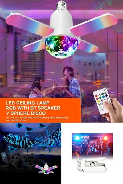 RGB Işıklı Bluetooth Hoparlör - Beyaz & Renkli LED, Müzik Lambası, Uzaktan Kumandalı, 86-265V