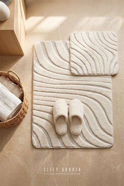 Calma Banyo Paspas Seti Kaydırmaz 60x100 cm + 50x60 cm KremCalma Banyo Paspas Seti Kaydırmaz 60x100 cm + 50x60 cm KremSleep Garden