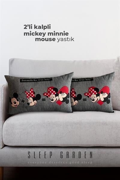 Kalpli Mickey Mouse-Minnie Mause Yastık 2'li 40x65 2'li Sleep Garden