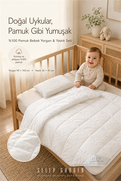 Sleep Garden %100 Organik Pamuk Bebek Yorgan Ve Yastık Seti Tela ÇantalıSleep Garden %100 Organik Pamuk Bebek Yorgan Ve Yastık Seti Tela ÇantalıSleep Garden