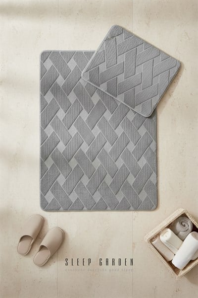 Sleep Garden Calma Banyo Paspas Seti Kaydırmaz 60x100 cm + 50x60 cm Desenli Gri Sleep Garden Calma Banyo Paspas Seti Kaydırmaz 60x100 cm + 50x60 cm Desenli Gri Sleep Garden
