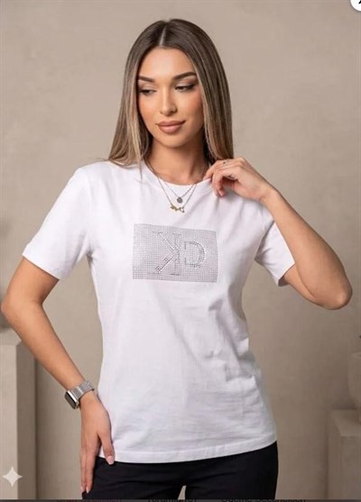 C  Kare Taş Oversize Tişört Beyaz