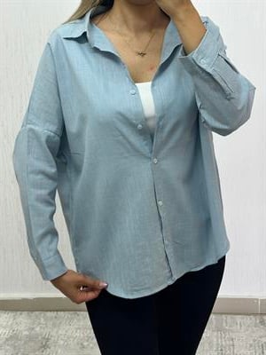 Keten Oversize Gömlek Bebe Mavisi