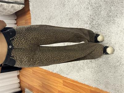 Matchli Leopar Desen Bol Paça Pantolon Bej