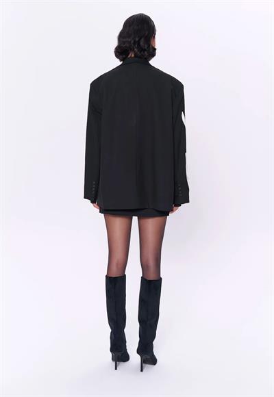 Oversize Baskı Detaylı Blazer Ceket Siyah