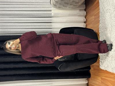Serpme Taşlı Bordo Takım