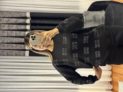 Muadil Taşlı Sweatshirt Siyah