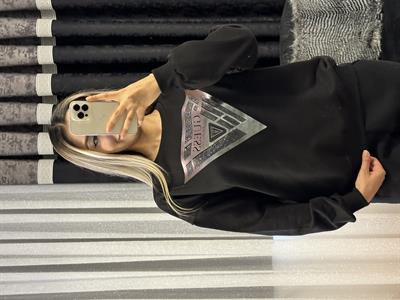 Muadil Taşlı Sweatshirt Siyah