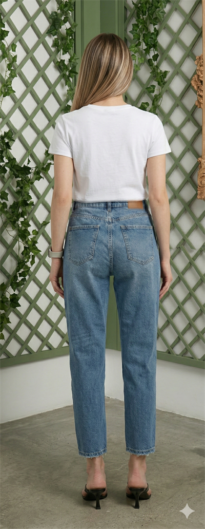 Yırtık Detaylı Denim Pantolon Mavi
