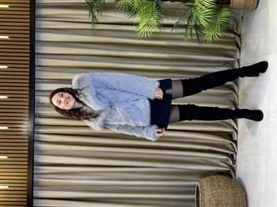 YENİ SEZON GENİŞ YAKALI GRİ KÜRK