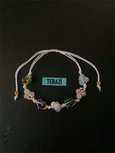 Terazi  Burcu Doğal Taş Ayarlanabilir Bileklik – El Yapımı Burç Bilekliği