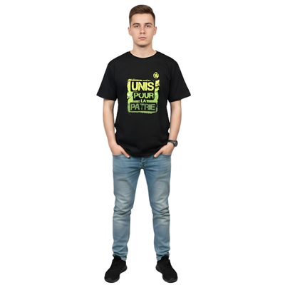 Formteks 0 Yaka Baskılı  Tişört Siyah