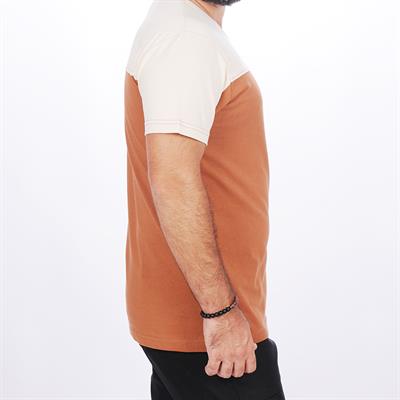 Formteks 0 Yaka Robalı Tişört Kahve Bej