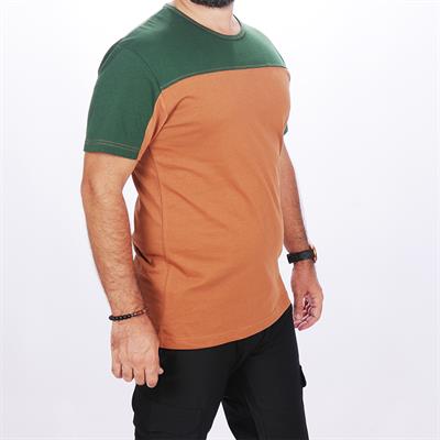 Formteks 0 Yaka Robalı Tişört Kahve Yeşil