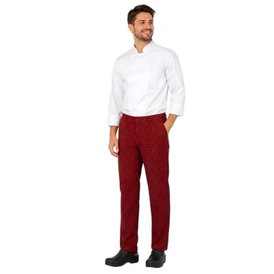 Formteks Aşçı Pantolon Ekose  Desenli Kırmızı