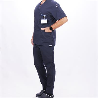 Formteks Bay Medikal Takım Likralı Terry Cotton Lacivert-İndigo Biyeli