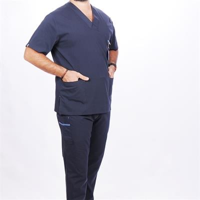 Formteks Bay Medikal Takım Likralı Terry Cotton Lacivert-İndigo Biyeli