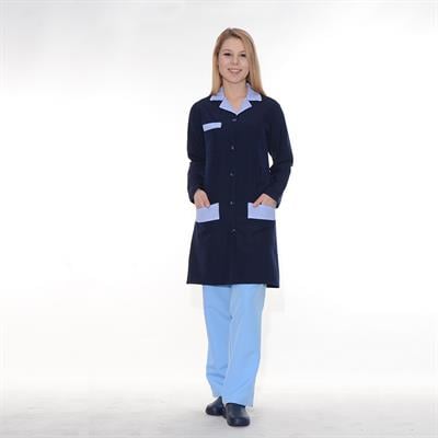 Formteks Bayan Temizlik Önlük Lacivert Çizgi Garnili