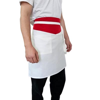 Formteks Beyaz-Kırmızı  Garnili  Belden Önlük 