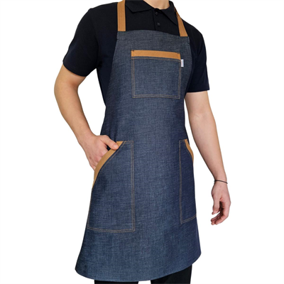 Formteks Boydan Askılı Tokalı Önlük Denim Camel