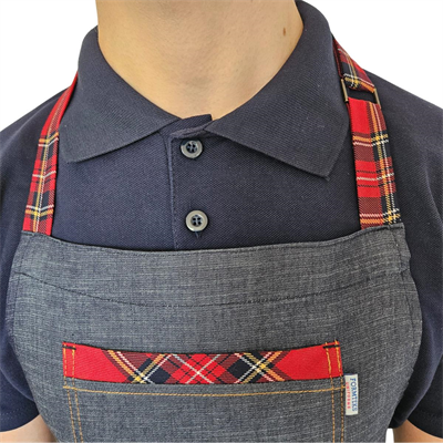 Formteks Boydan Askılı Tokalı Önlük Denim Ekose