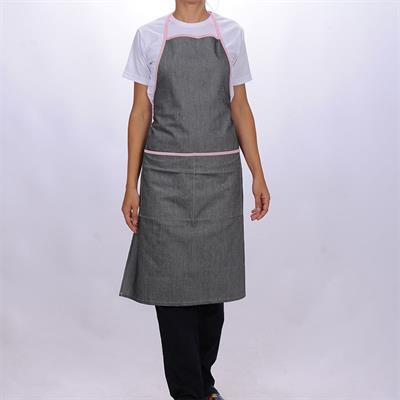 Formteks Boydan Önlük  Cepli  Gri-Pembe Biyeli