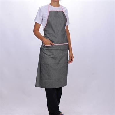 Formteks Boydan Önlük  Cepli  Gri-Pembe Biyeli