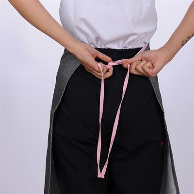 Formteks Boydan Önlük  Cepli  Gri-Pembe Biyeli