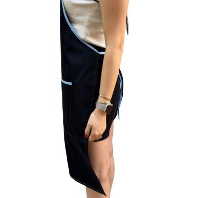 Formteks Boydan Önlük Cepli  Siyah/Mavi Biyeli