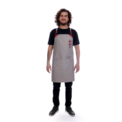 Formteks Deri Takviyeli Boydan Önlük Bej-Kırmızı Derili