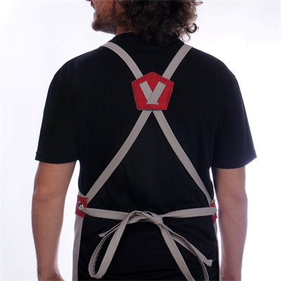 Formteks Deri Takviyeli Boydan Önlük Bej-Kırmızı Derili