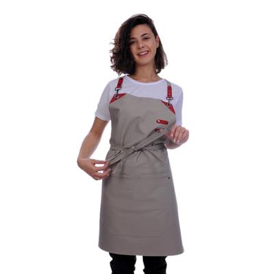 Formteks Deri Takviyeli Boydan Önlük Bej-Kırmızı Derili