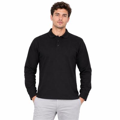 Formteks İş Sweatshirt Polo Yaka Siyah