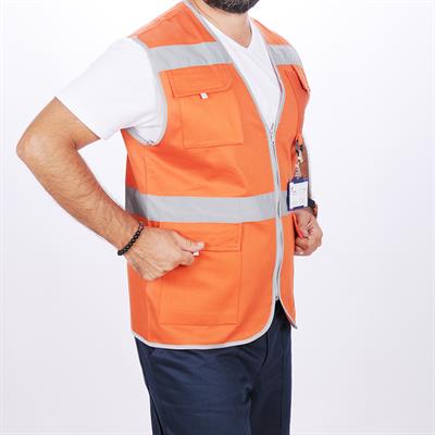 Formteks İşçi Çok Cepli Reflektörlü  Alet Yeleği  Turuncu