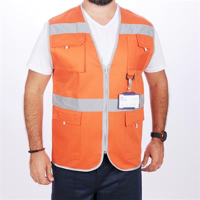 Formteks İşçi Çok Cepli Reflektörlü  Alet Yeleği  Turuncu