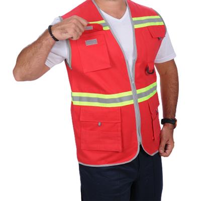 Formteks İşçi Çok Cepli Reflektörlü  Alet Yeleği Kırmızı / Yeşil