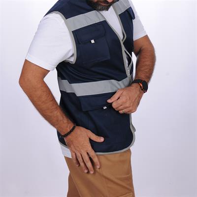 Formteks İşçi Çok Cepli Reflektörlü  Alet Yeleği   Lacivert