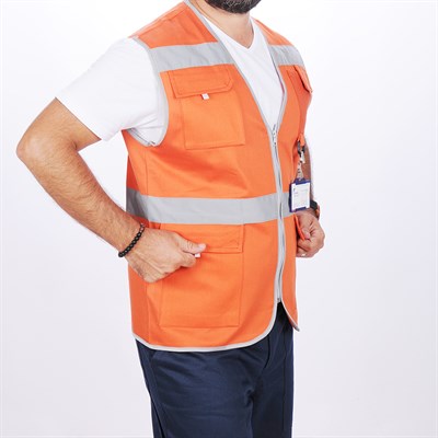 Formteks İşçi Çok Cepli Reflektörlü  Alet Yeleği  Turuncu