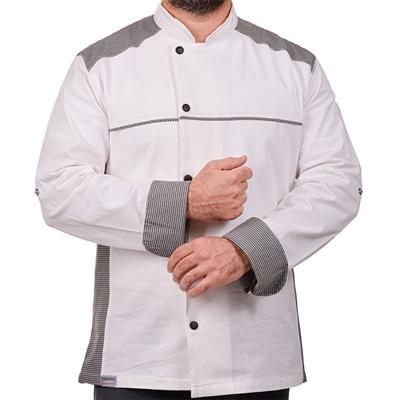Formteks Likralı Uzun Kollu  Kol Katlamalı Aşçı Ceket Beyaz