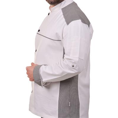 Formteks Likralı Uzun Kollu  Kol Katlamalı Aşçı Ceket Beyaz