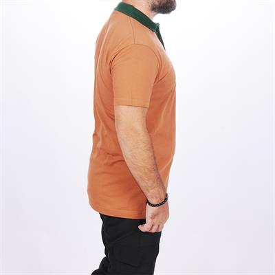 Formteks Polo Yaka Tshirt Kahve-Yeşil Yakalı
